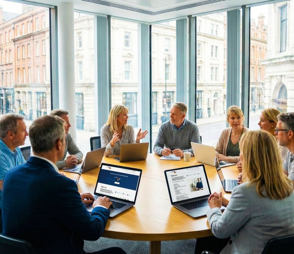 Betriebsratssitzung am runden Tisch